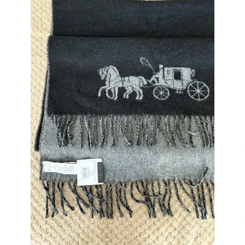 NWT Coach Women's 4622 Double Face Oversized Fringe Scarf Wrap Wool Italy